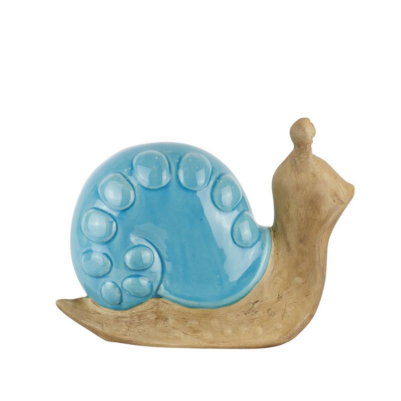 10" Ceramic Snail with Shell Figurine Teal - Sagebrook Home
