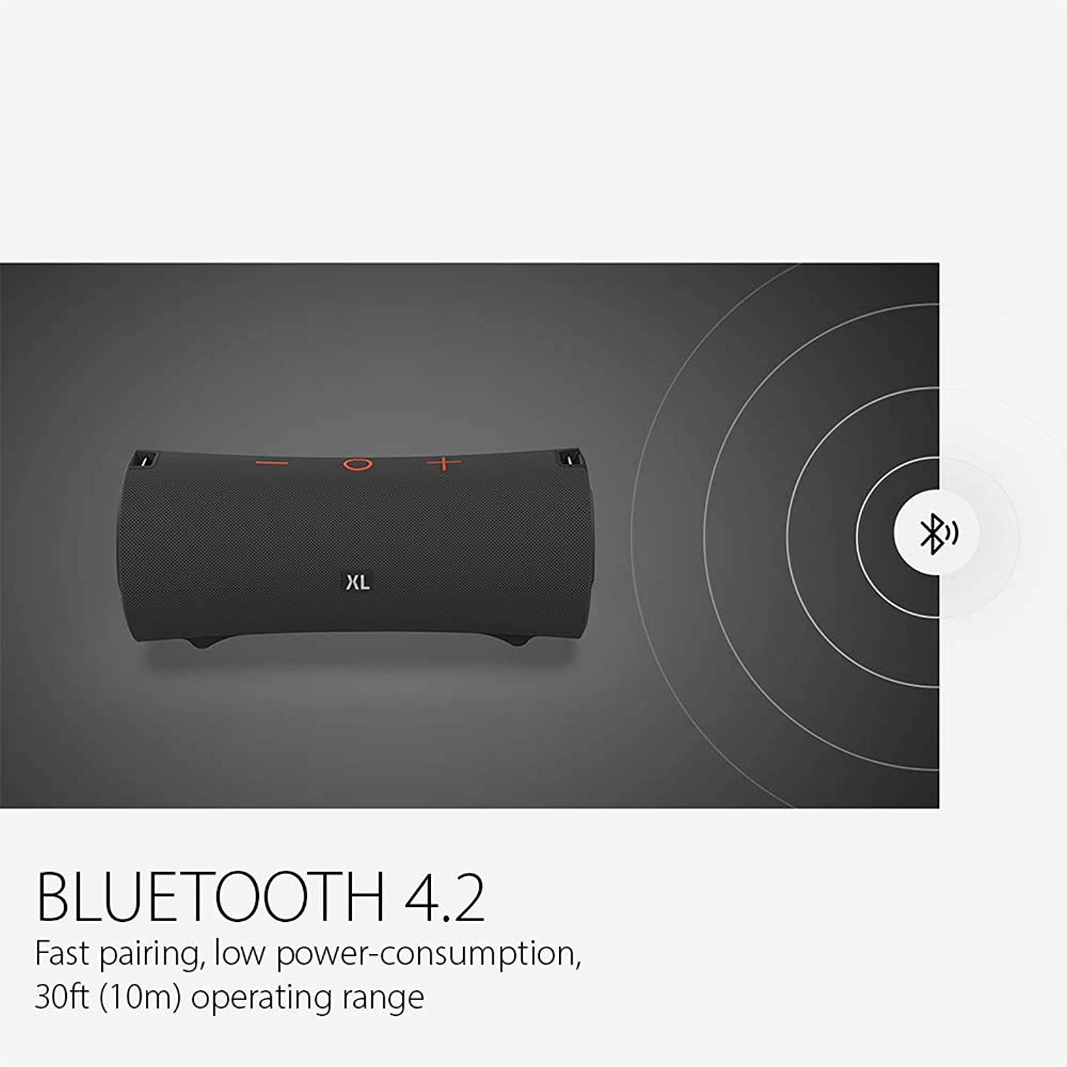 VisionTek SoundTube XL Bluetooth 4.2 Wireless Speaker - IPX7 Waterproof Rating, 40 Watts Stereo Sound, 30ft Range, Dual Speaker Stereo, 7+ Hours Playtime, Indoor/Outdoor (901314)