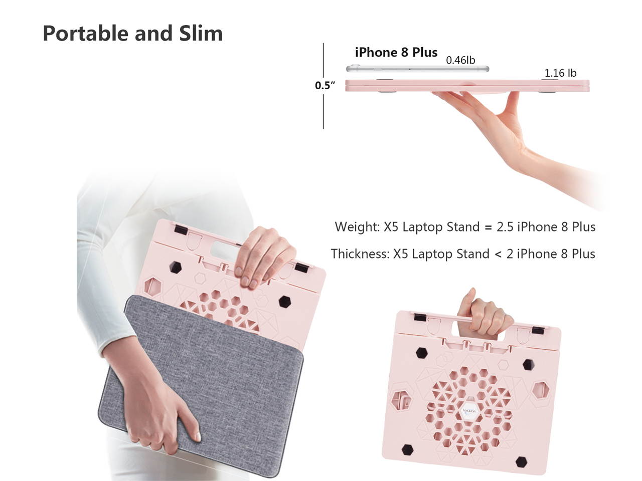 AICHESON 360&deg; Swivel Laptop Stand, Adjustable Height Portable Laptops Riser, Ergonomic Ventilated Rotatable Laptop Computer Holder Base, Pink