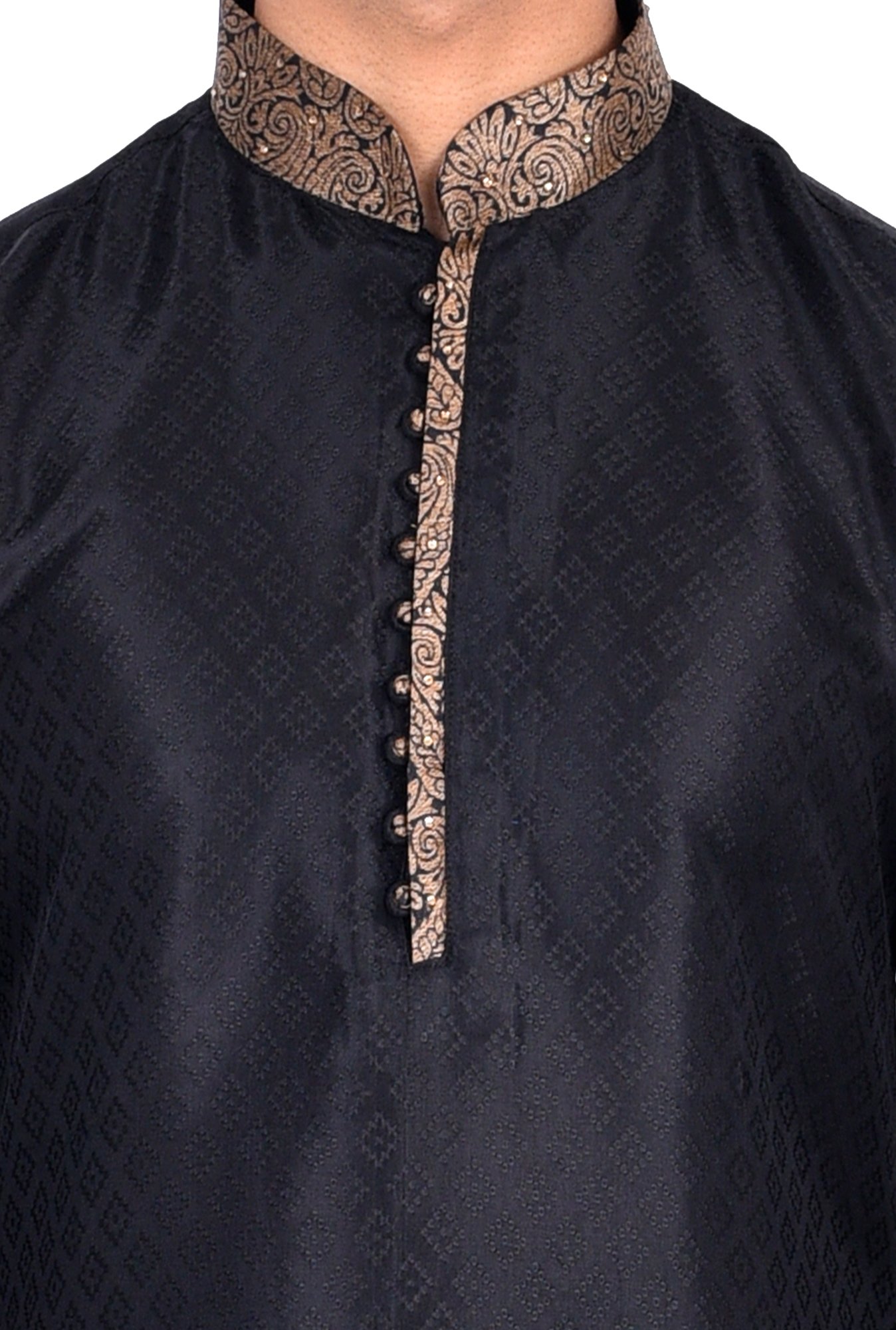 Manyavar Black Self Design Kurta & Churidar Set