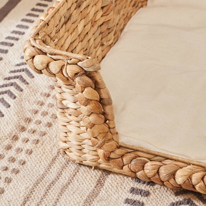 Vifah Amaya Hand-Woven Water Hyacinth Cat House with Cushion - M - 29" - Brown