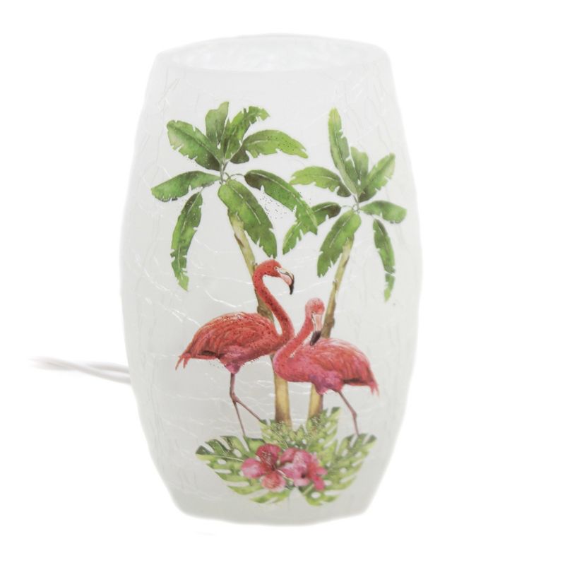 Stony Creek 5.0" Flamingos Small Lit Vase Palm Trees Breeze  -  Novelty Sculpture Lights