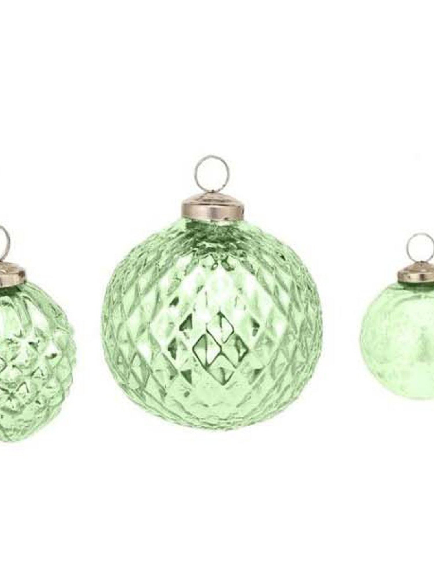 Home4U Light Green Glass 7.5 cm Christmas Time Ornaments - Set of 5