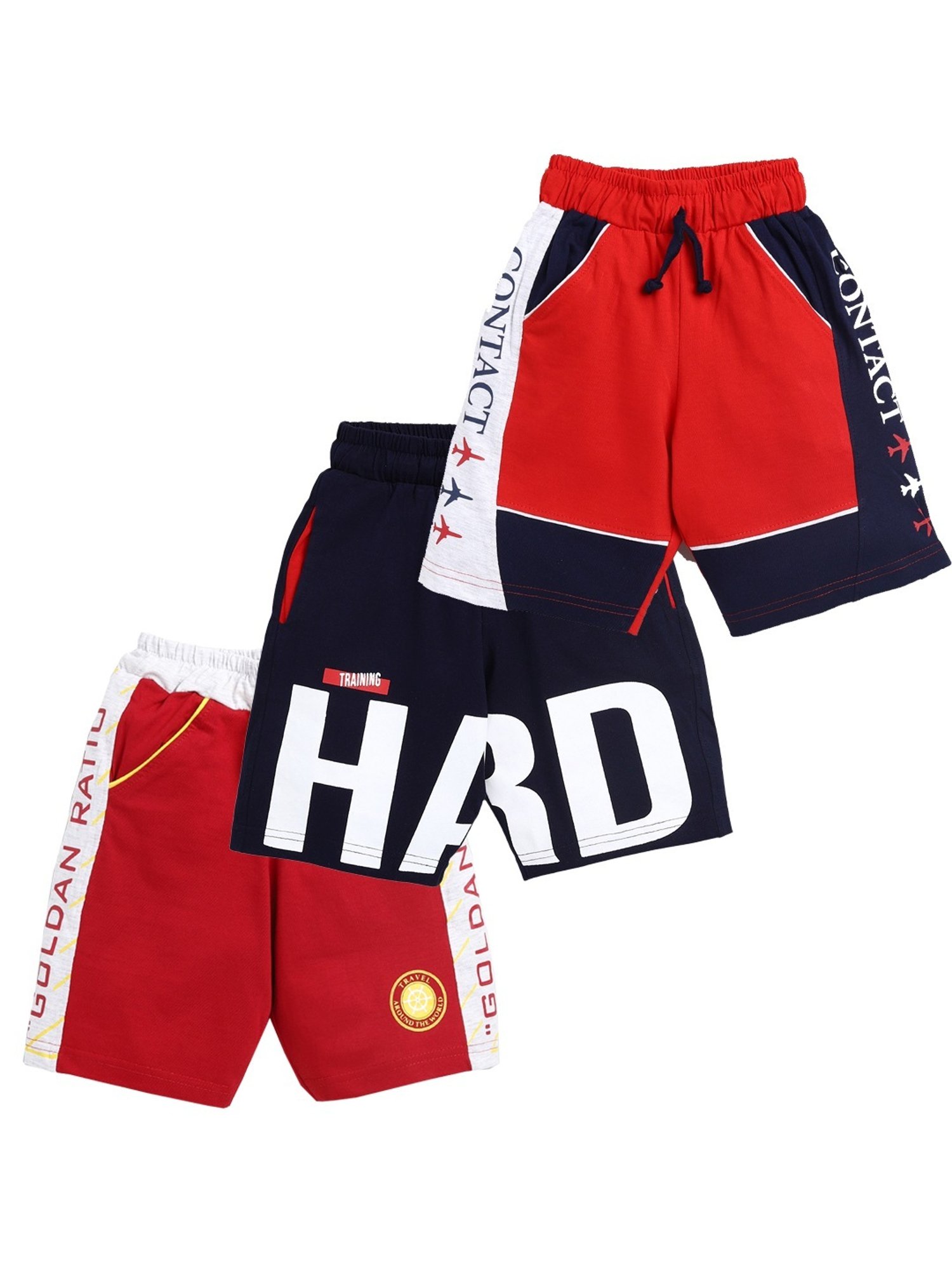 Todd N Teen Kids Red & Navy Cotton Printed Bermunda