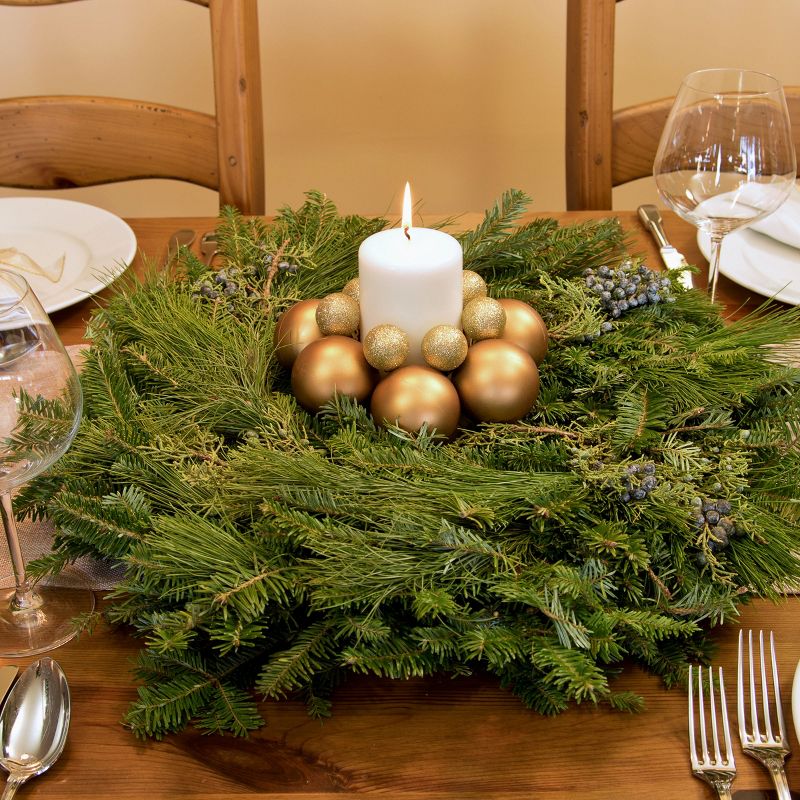 24" Live Fresh Cut White Pine/Blueberry Juniper Wreath - National Plant Network