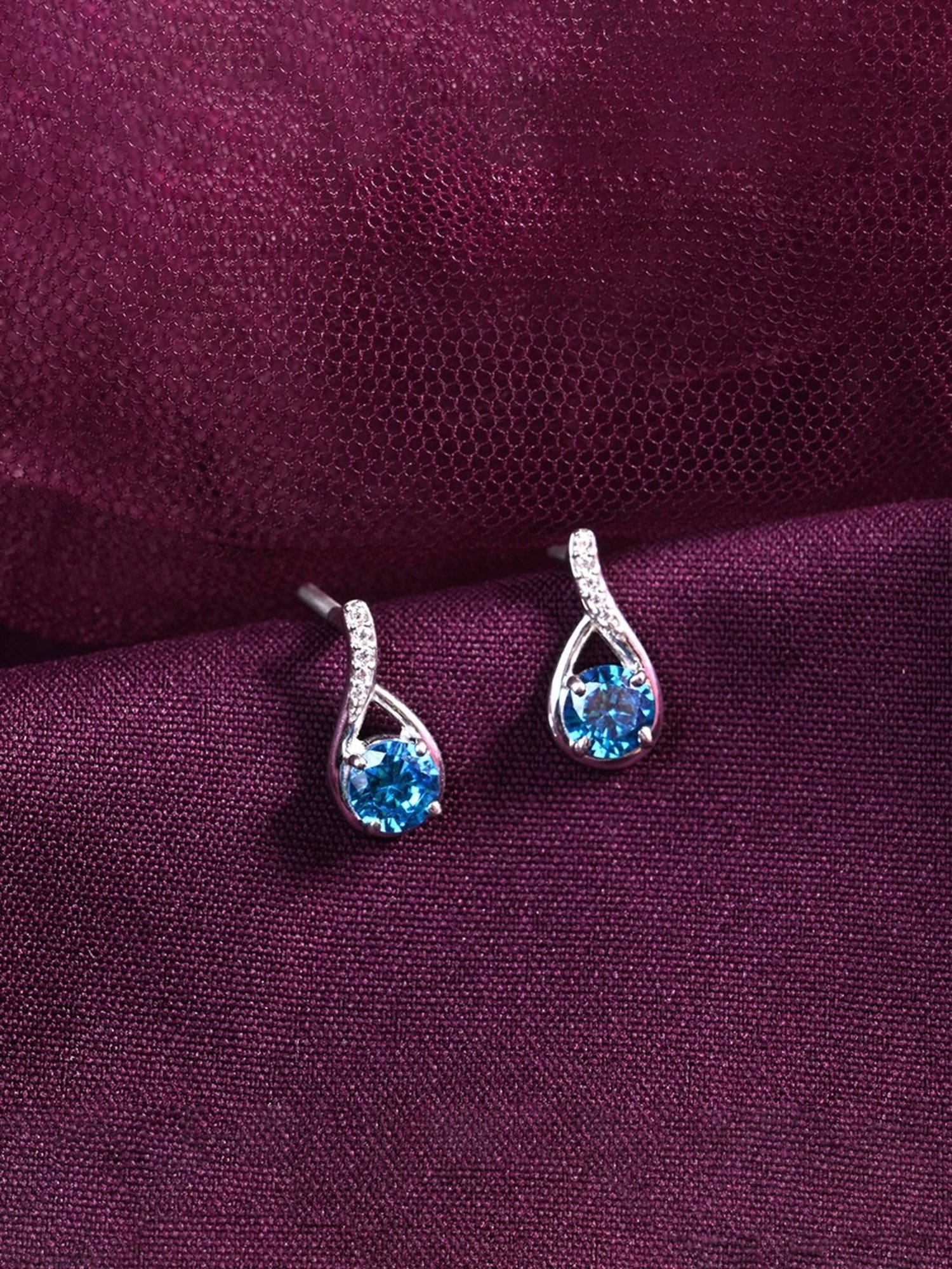 Clara 925 Silver Rhodium-Plated Swiss Zirconia Isla Stud Earrings - Set of 2