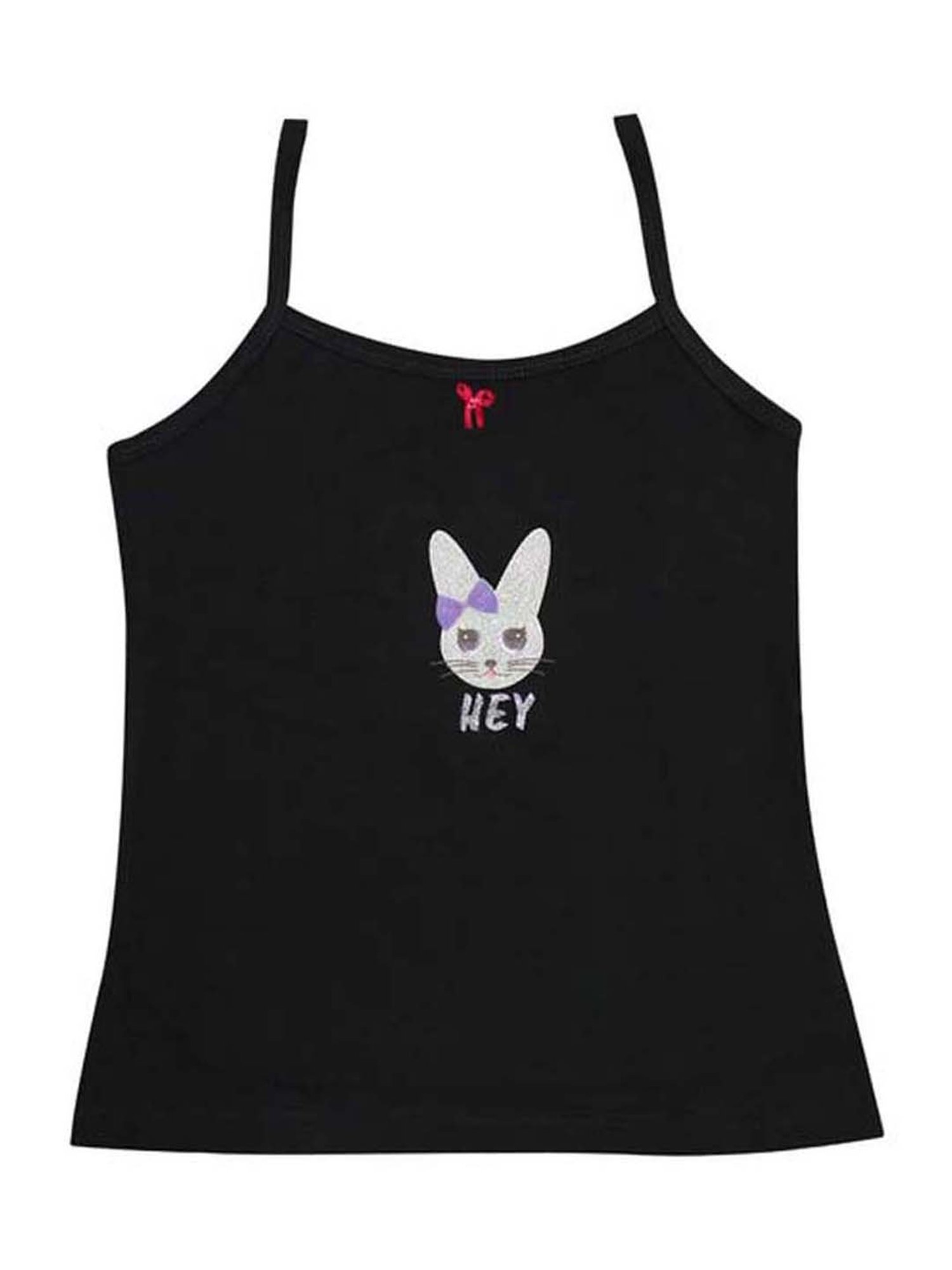 Tiny Bugs Kids Black Cotton Printed Camisole