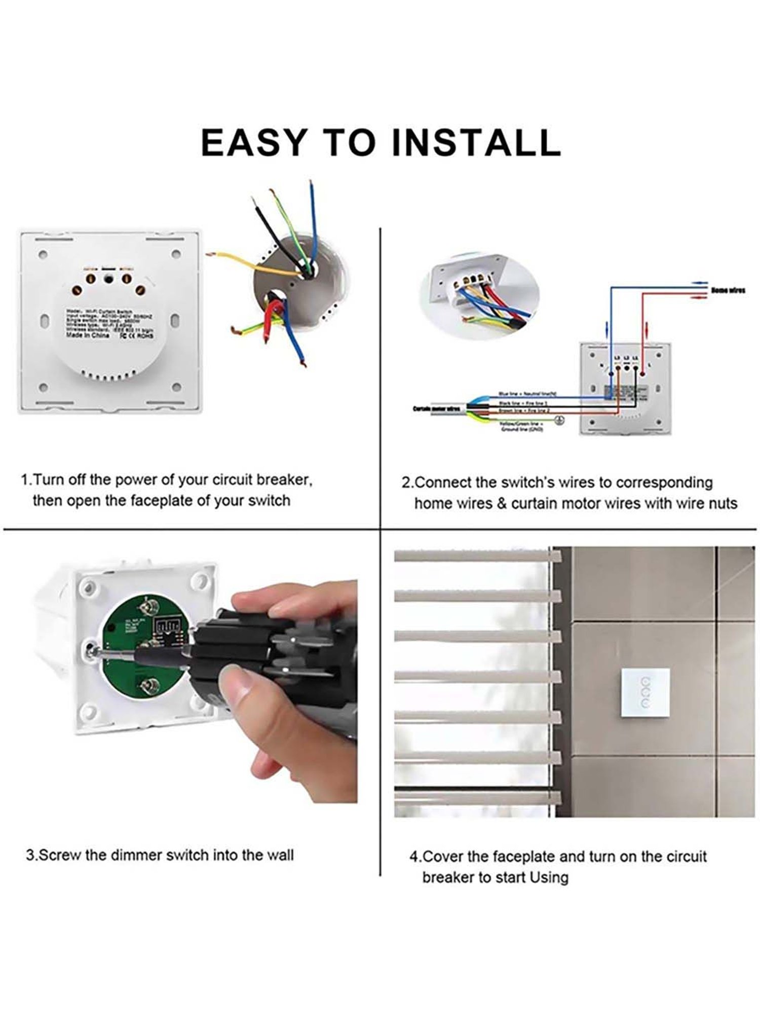 HomeMate Smart Touch Switch Works with Google Assistant and Alexa (White)