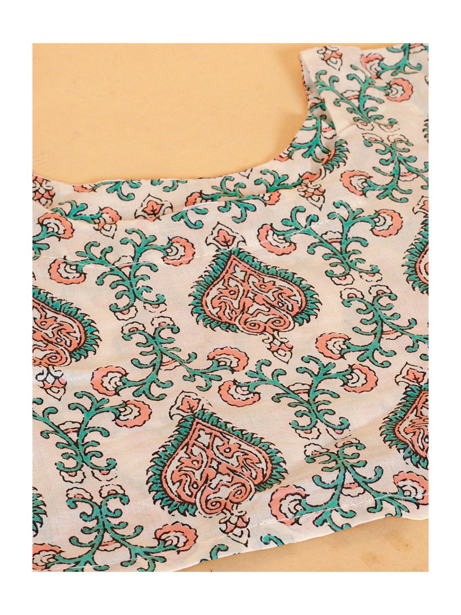 The Mom Store Kids Peach & White Floral Print Lehenga with Choli