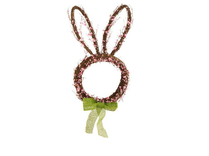 Raz Imports 26" Unlit Green Berry Grapevine Easter Bunny Rabbit Head with Bow Artificial Floral Spring Wreath
