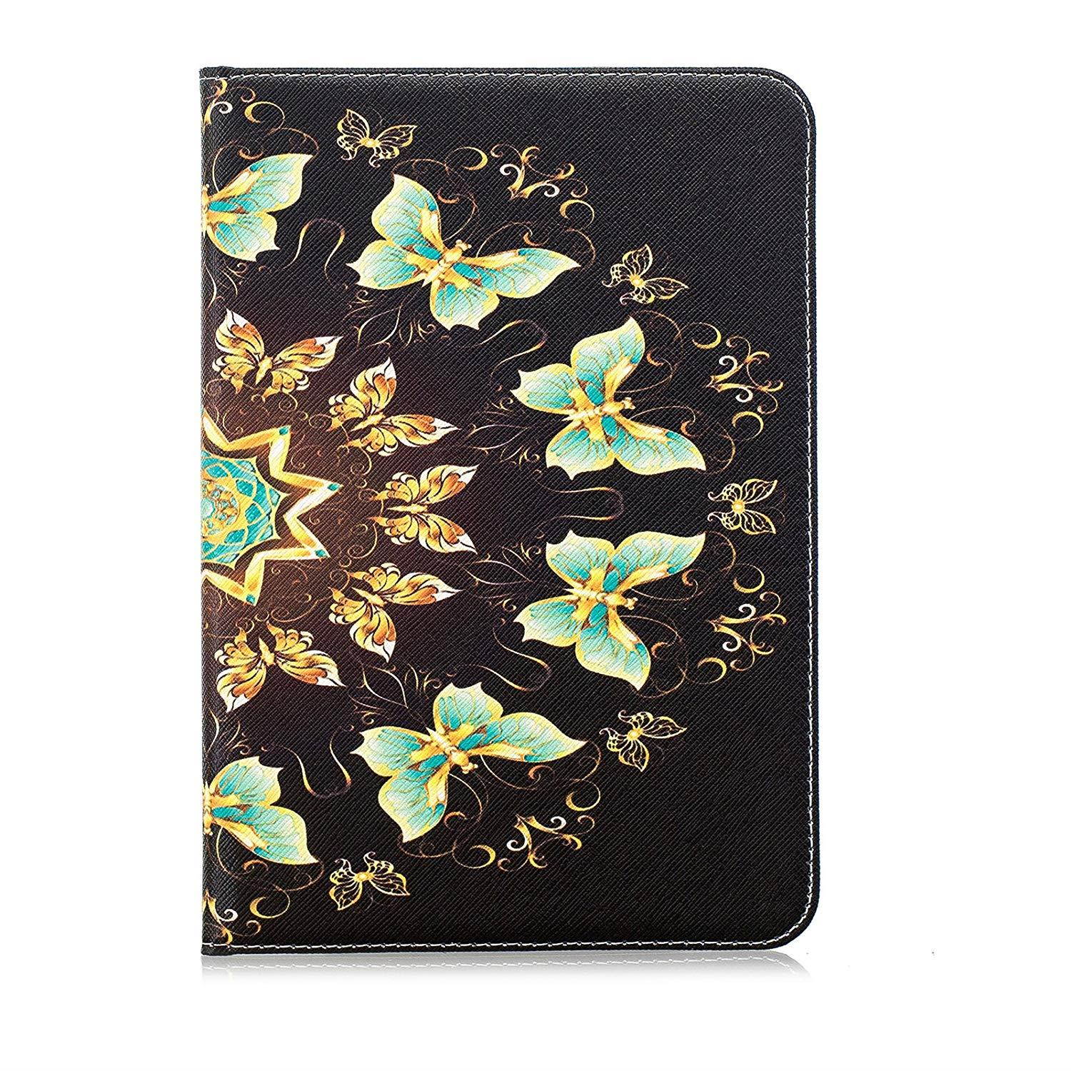 UUcovers Samsung Galaxy Tab S2 8.0 Case, Ultra Slim PU Leather Stand Smart Wallet Case with Cards/Cash Holder for Samsung Galaxy Tab S2 8.0 Tablet (SM-T710/T715), Brown Cover with Green Butterfly