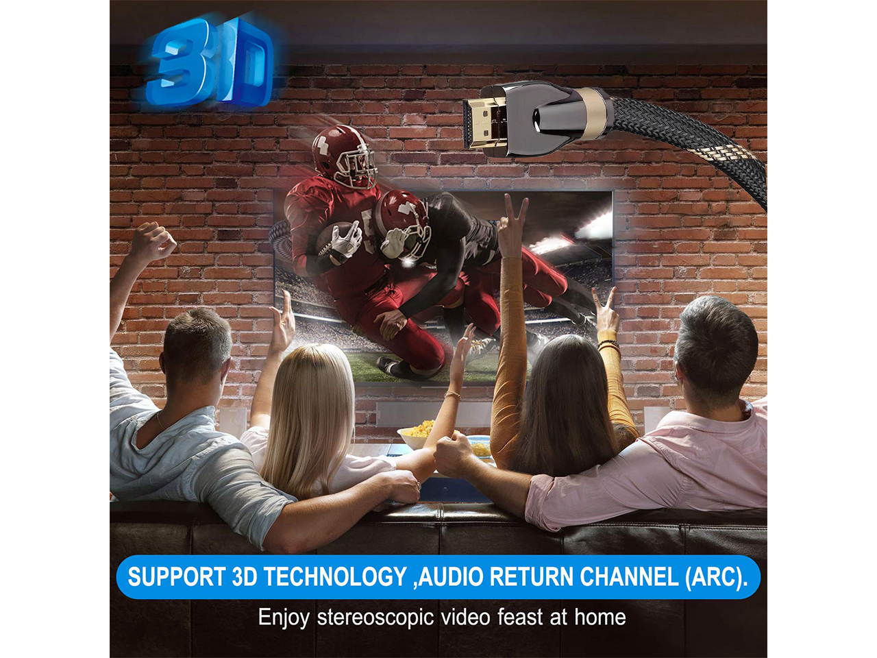 Ultra High Speed HDMI Cable AM To AM, Dynamic HDR 3M (10ft)4K 120Hz,48Gbps, Dolby Vision Standard 19P Copper Conductor, Gold Plated Nylon Braid HDMI , OD 8.5mm, Gold Plated Connector, With Dust Cap