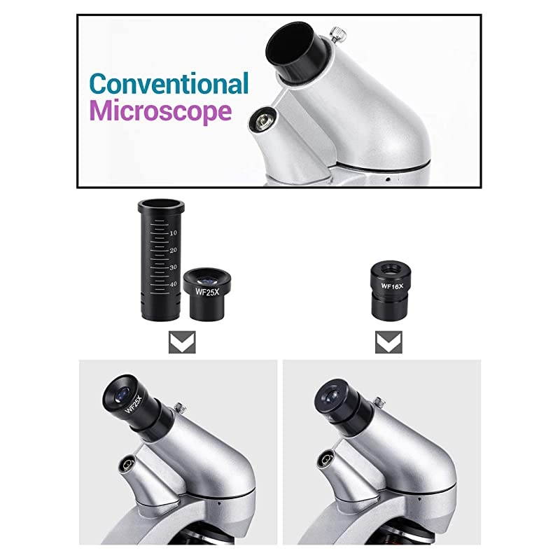 Digital Microscope 2000X Biological Microscope with Camera Screen Slides Set for Kids Students Adults School Laboratory Home Science Education