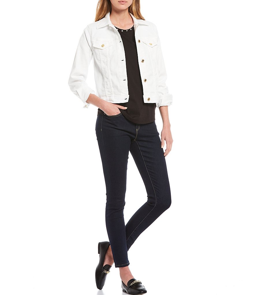 Ali Miles Printed Button Front Floral Wire Neck 3/4 Bell Sleeve Jacket