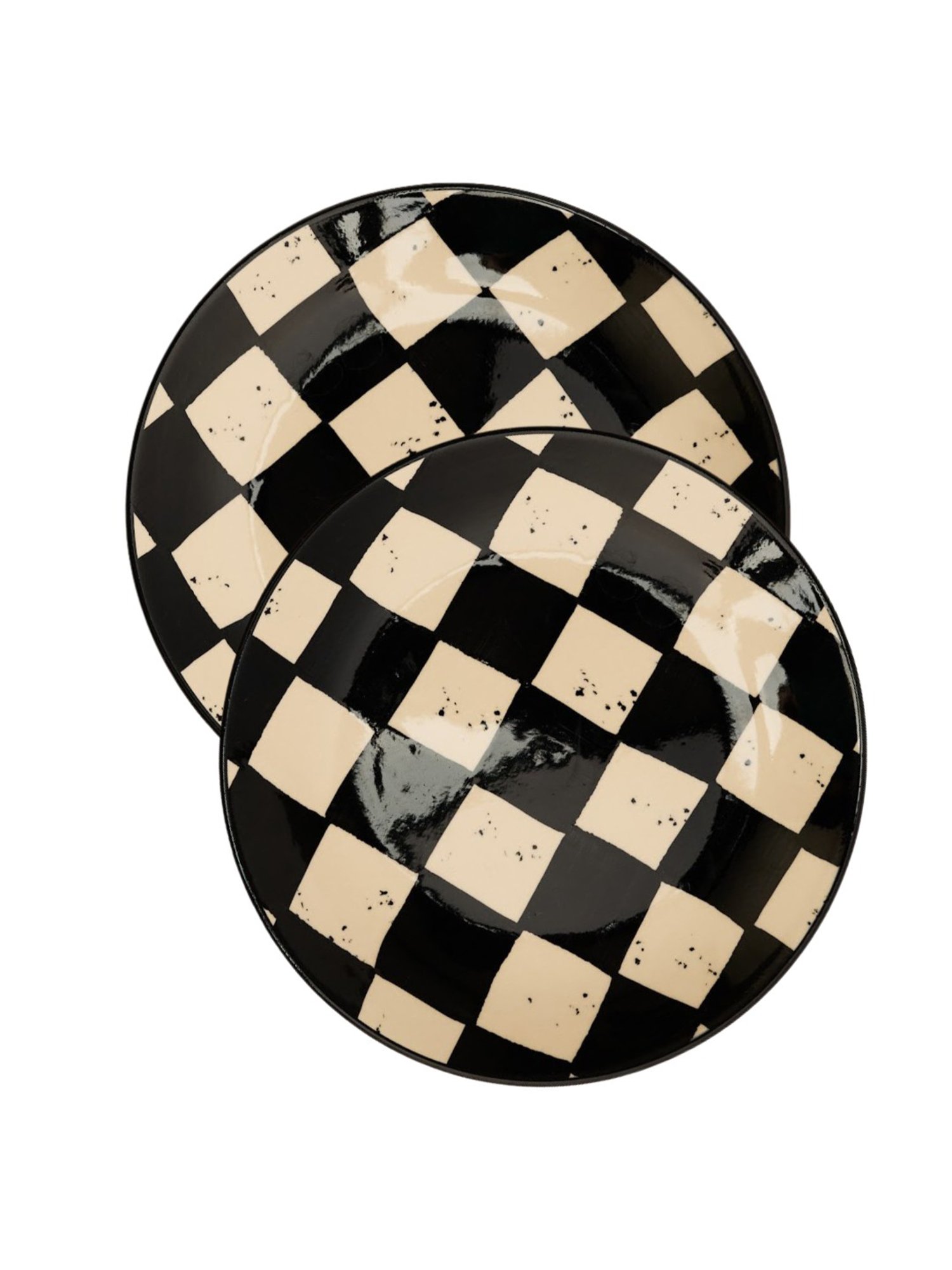 BlackCarrot Black & White Ceramic Dinner Plates - Set of 2