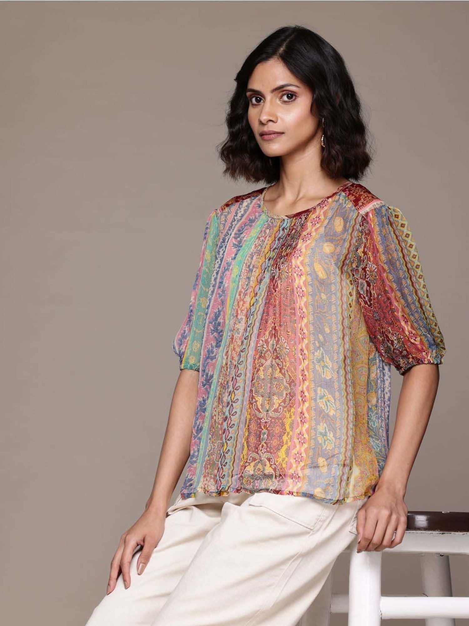 Label Ritu Kumar Multicolored Printed Top