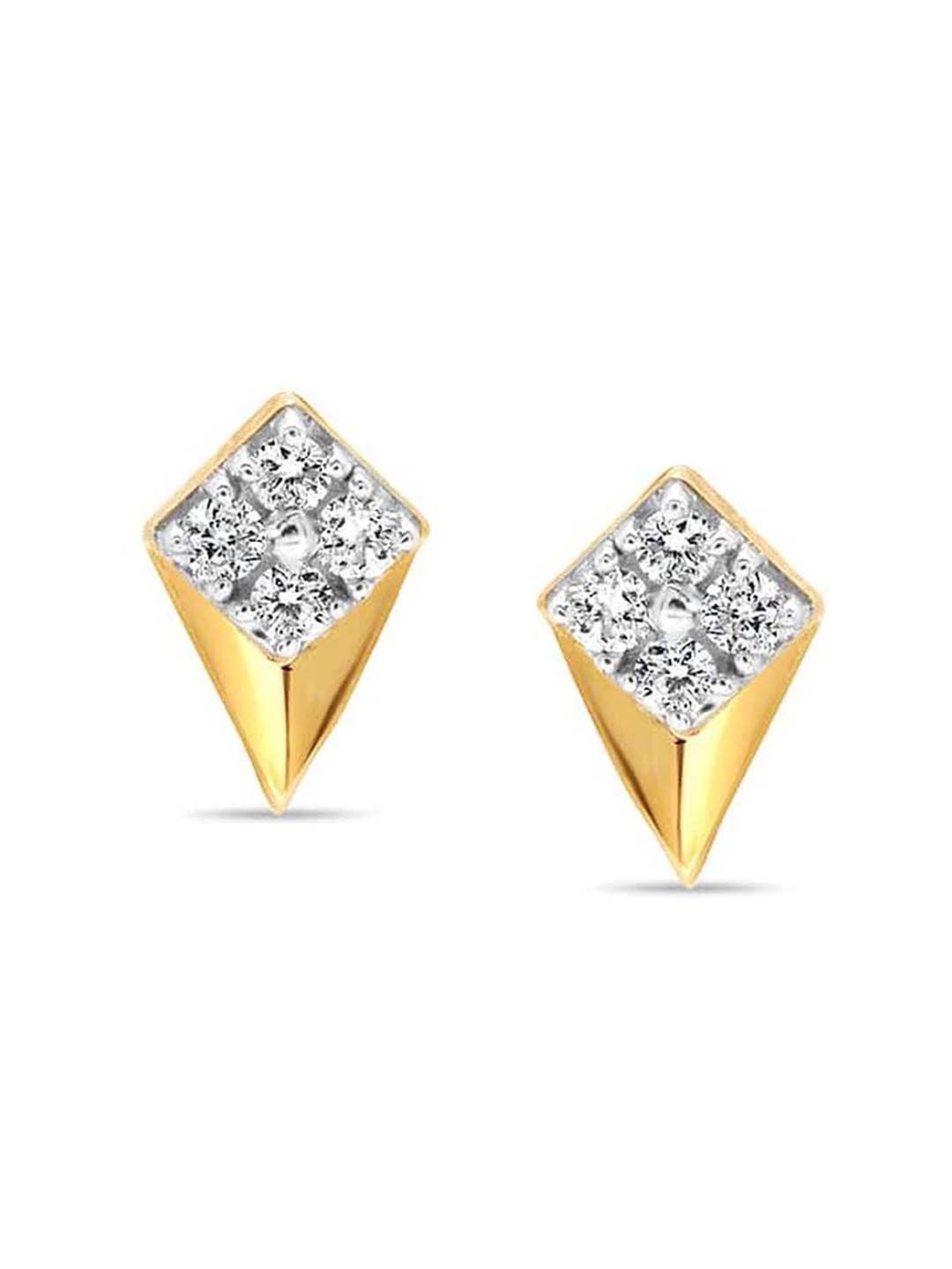 Mia By Tanishq Mia Icicles 14k Gold Glistening Valley Stud Earrings