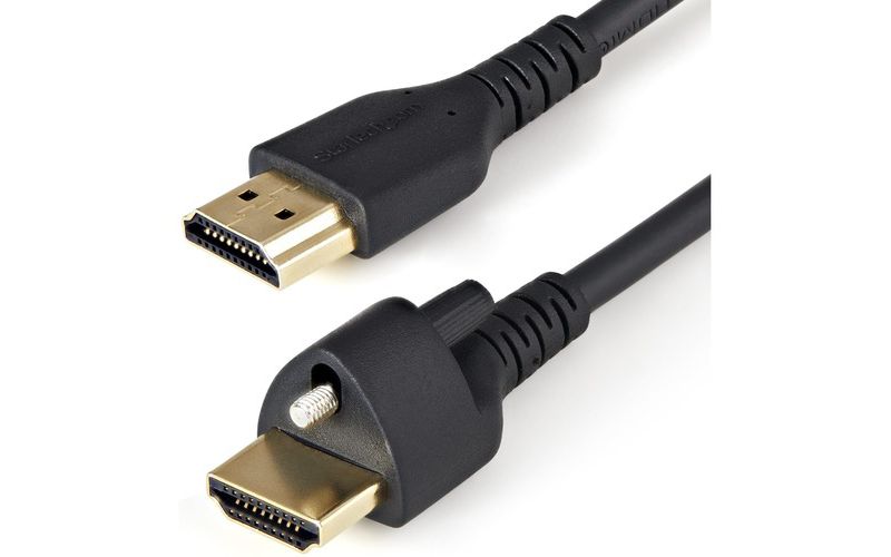 StarTech.com 6ft (2m) HDMI Cable with Locking Screw, 4K 60Hz HDR High Speed HDMI 2.0 Cable with Ethernet, Secure Locking Connector, M/M