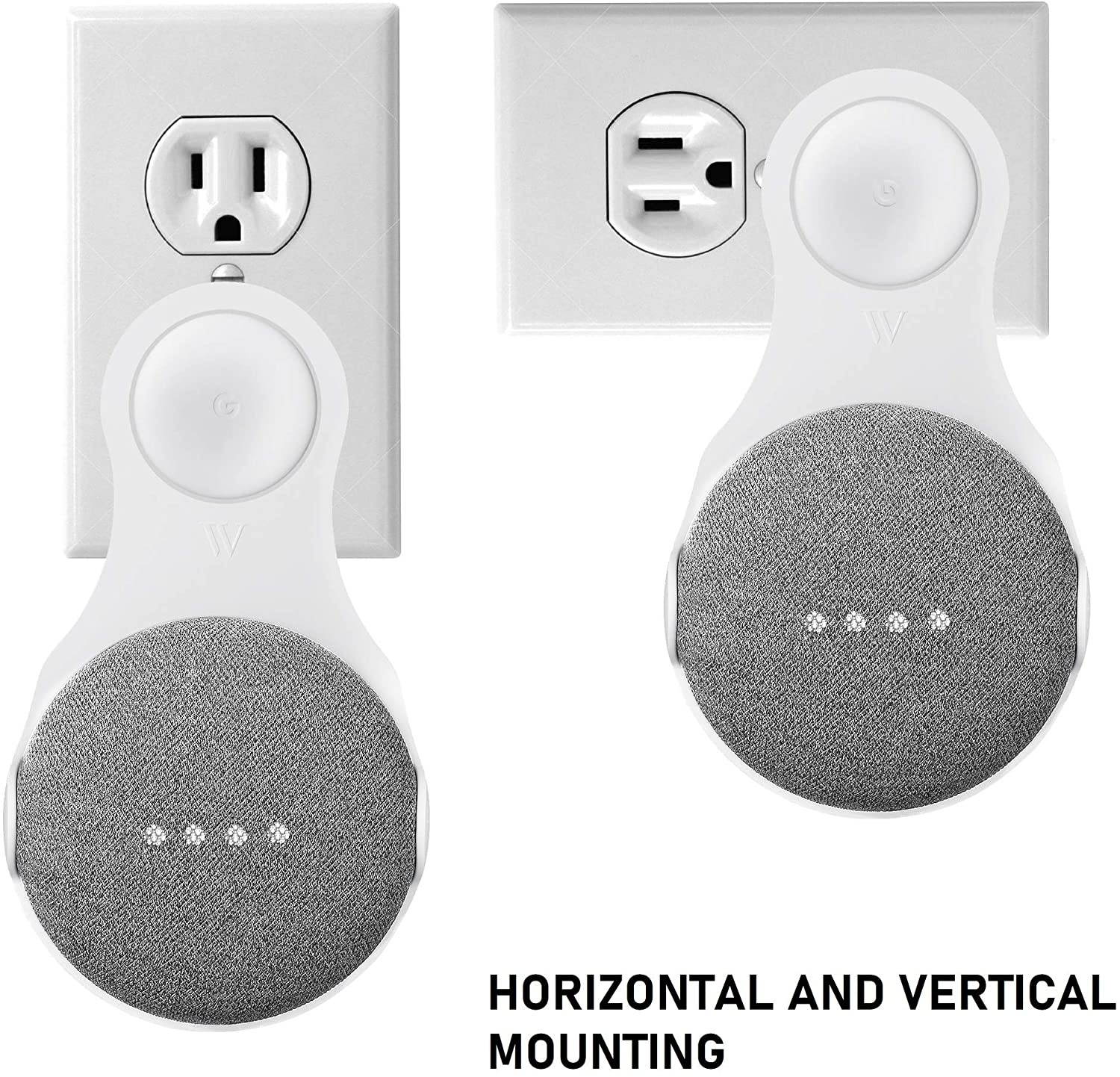 Wasserstein AC Outlet Mount for Google Nest Mini and Google Home Mini - Flexible Mounting for Your Speaker (1 Pack, White)