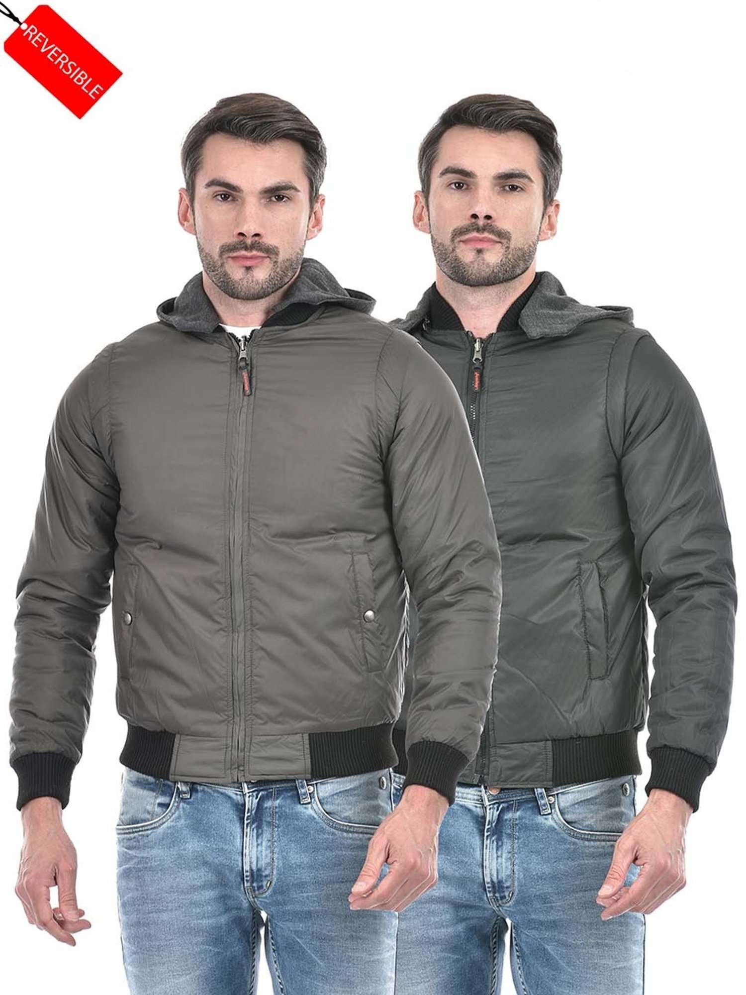 Lawman Pg3 Dark Grey & Black Regular Fit Reversible Jacket