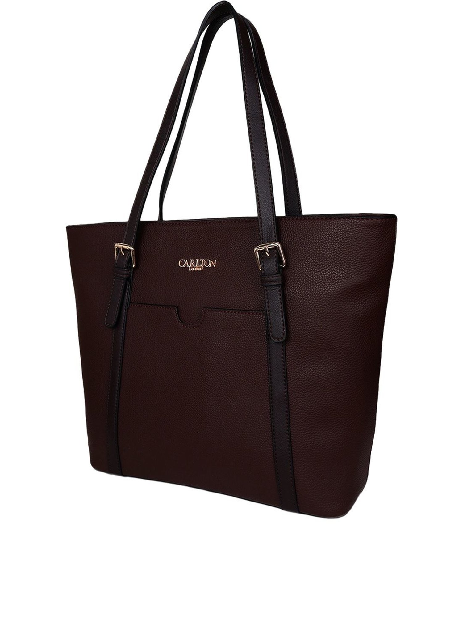 Carlton London Brown Solid Large Tote Handbag