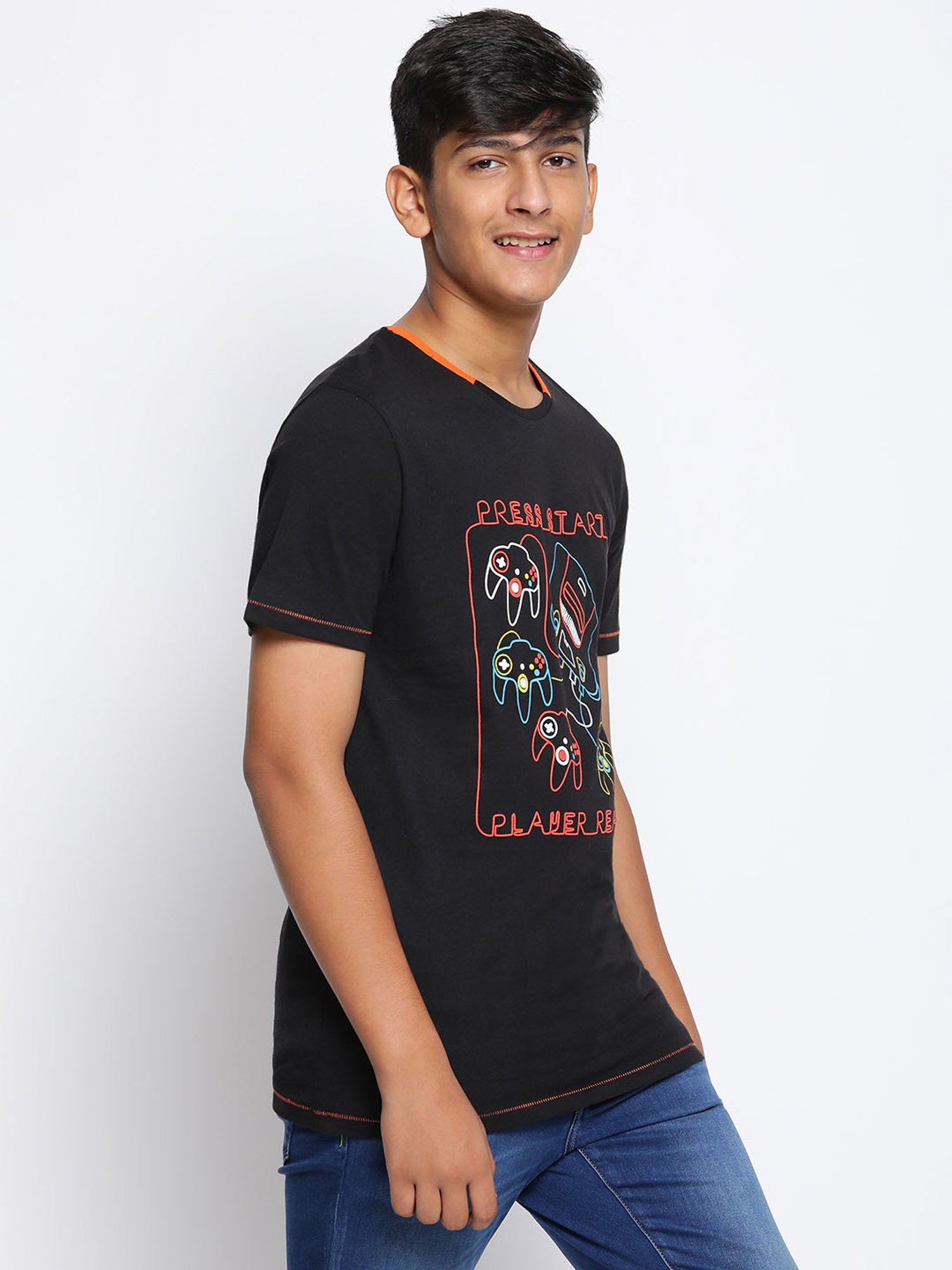 Lil Tomatoes Kids Black Printed T-Shirt