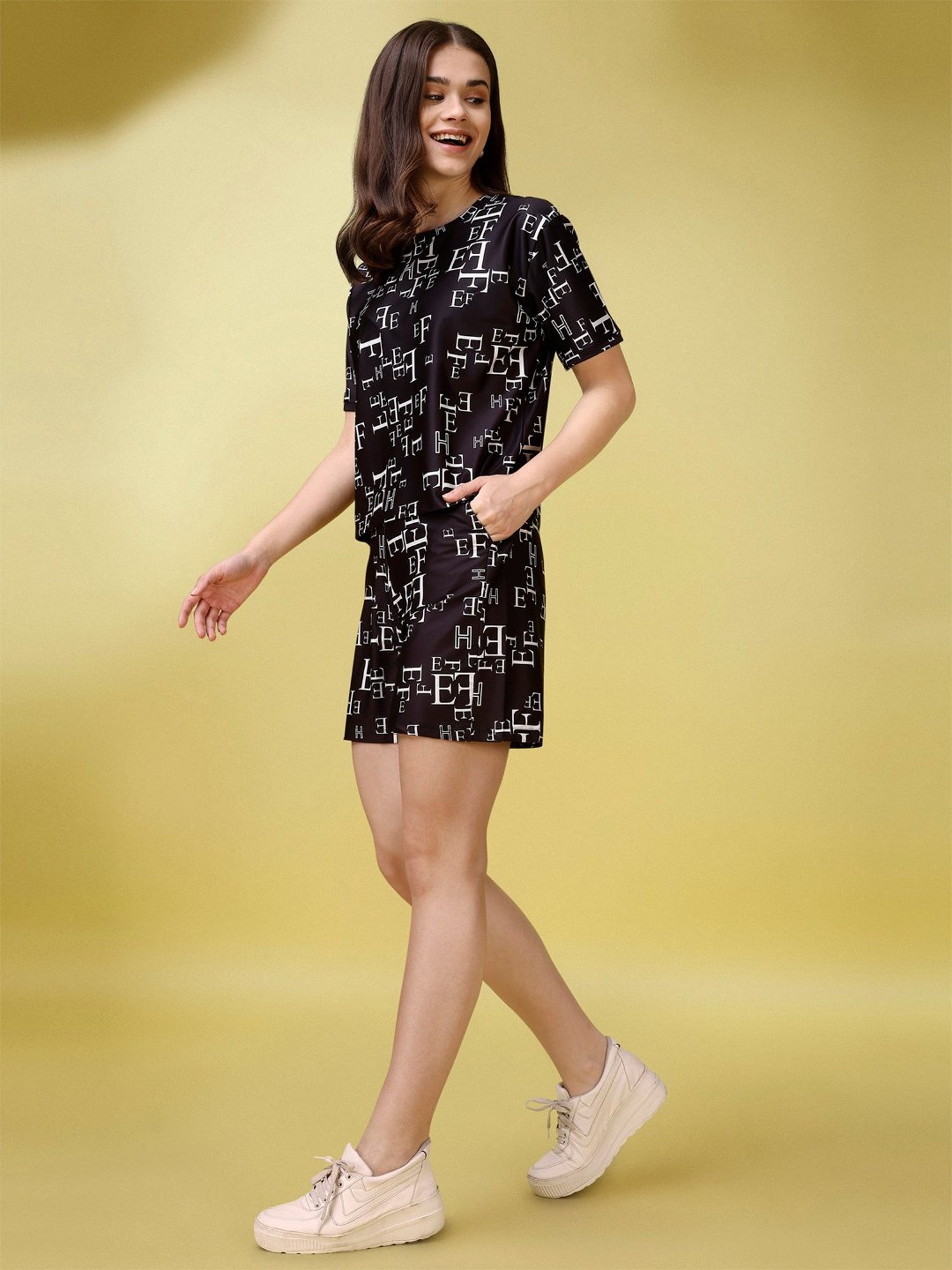 PURVAJA Black & White Graphic Print Co-Ord Set