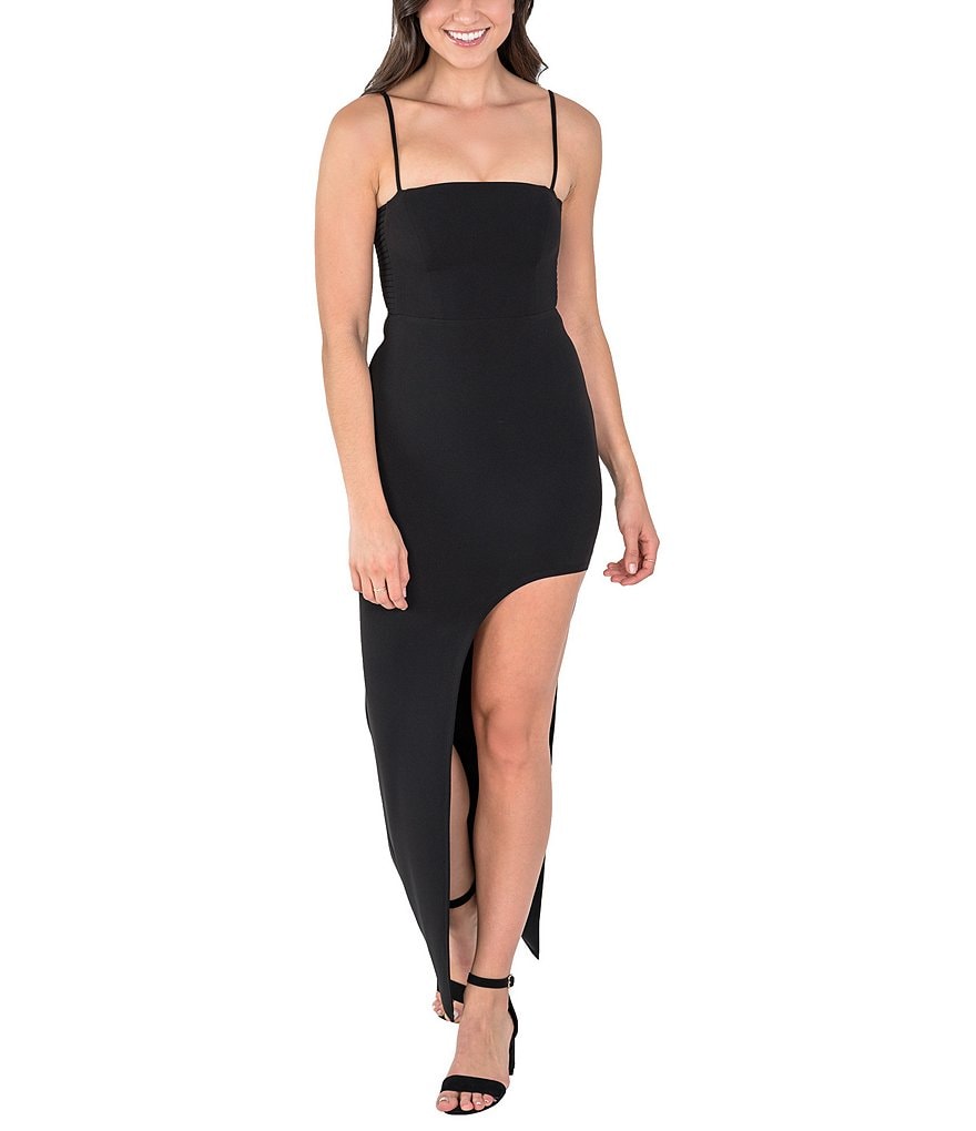 Jump Sleeveless Cowlneck Sheath Satin Dress