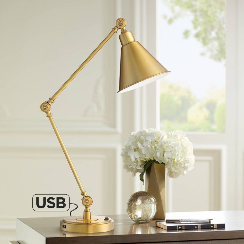 18" 2-Light Luna Clamp Arm Table Lamp with Mushroom Shade Matte Black - Globe Electric