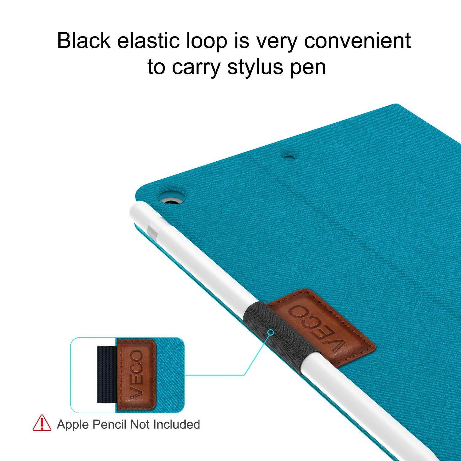 Veco Denim Series - iPad Mini 5 Case with Pencil Holder, Premium Folio Stand Case, Soft TPU Back Cover [Auto Sleep/Wake Feature] for Apple iPad Mini (5th Generation)(Blue)