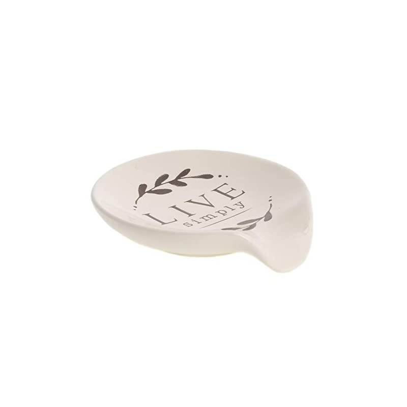 Live Simply Floral 4.5 x 4 Glossy White Ceramic Stoneware Kitchen Spoon Rest