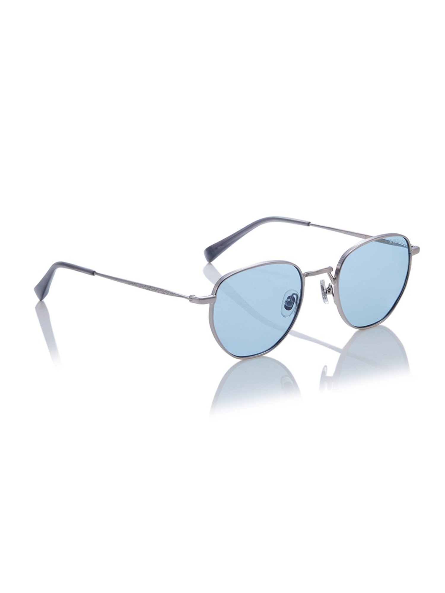 Shisen Fox Fuji Gun-Light Blue Round Unisex UV Protection Sunglasses -50 mm