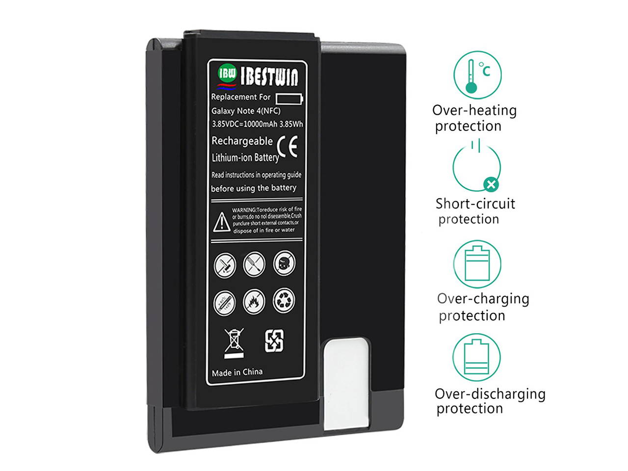 IBESTWIN Samsung Galaxy Note 4 10000mah Extended Battery + Black TPU Protection Case + NFC[NFC/Google Wallet Compatible] Fit All Version of Galaxy Note 4 - 24 Months Warranty