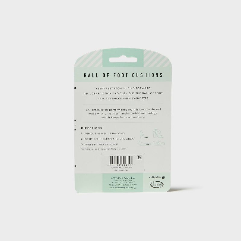 Women's Fab Feet by Foot Petals Ball of Foot Insoles Shoe Cushion Khaki - 1 pair