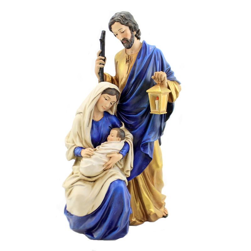 Christmas 14.75" Blue/Gold Nativity Set Mary Jesus Joseph  -  Decorative Figurines