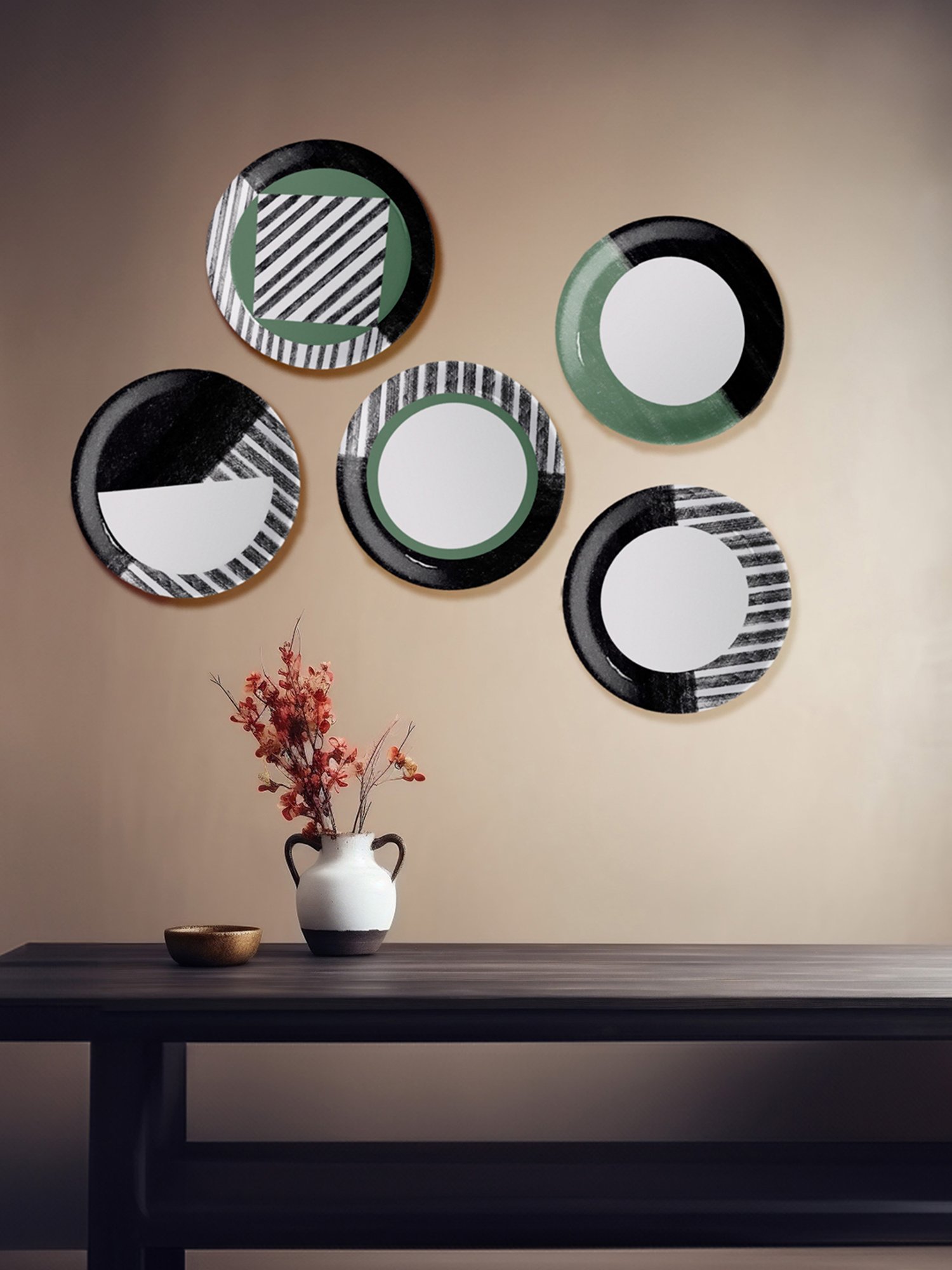 Nestroots Intertwined Lines White & Black Porcelain&iquest;Decorative Wall Plate