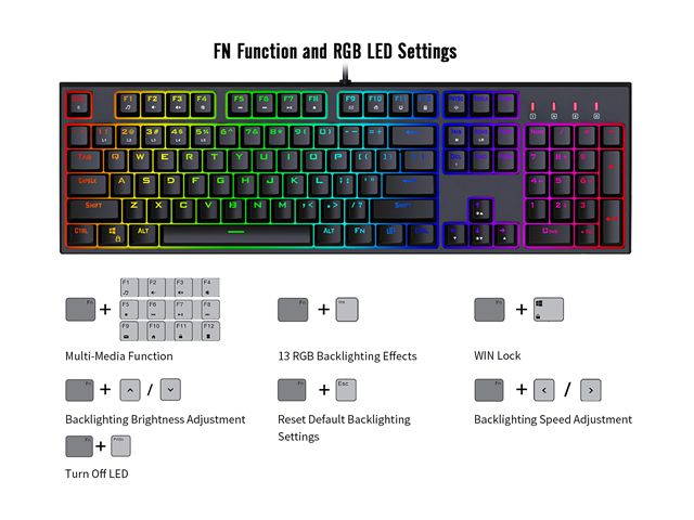 1STPLAYER RGB Gaming Mechanical USB Wired Keyboard DK5.0 Blue Switch Ergonomic 104 Keys NKRO Full Size Customizable Backlight LED Computer Laptop Keyboard for Windows PC Gamers (White)