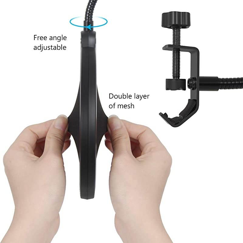 Heavy Duty Microphone Stand with Mic Microphone Windscreen and Dual Layered Mic Pop Filter Suspension Boom Scissor Arm Stands for Blue YetiBlue Spark and Other Mic