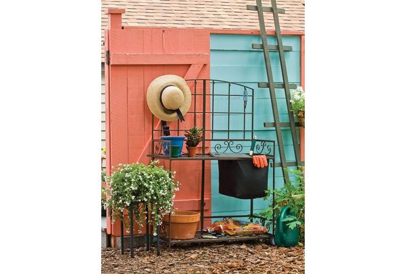 Galvanized Potting Bench Gray - Poly-Tex