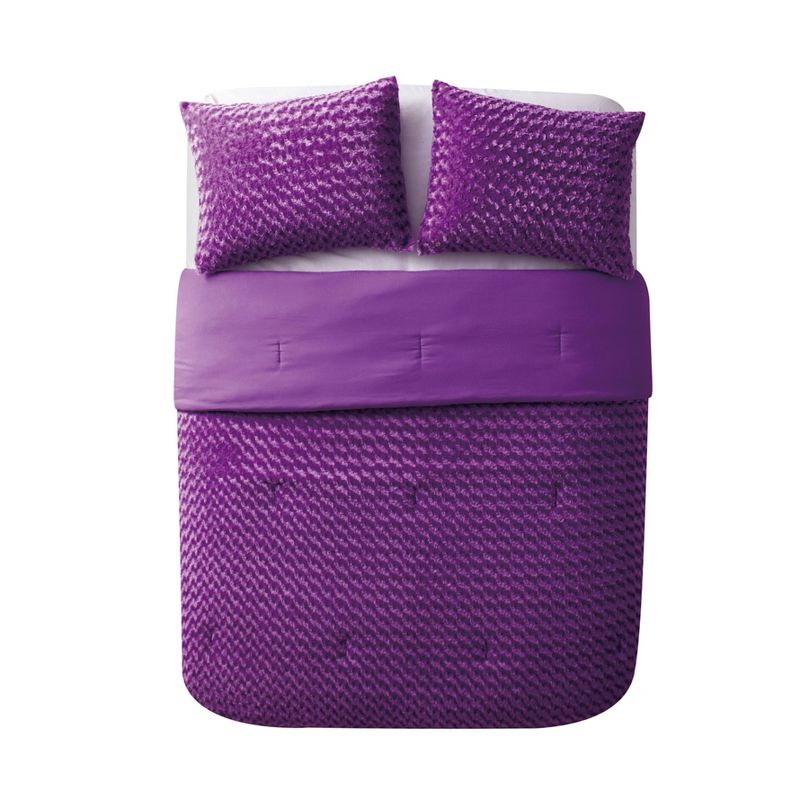 Purple Victoria Classics Rose Faux Fur Comforter Set Twin 2pc - VCNY