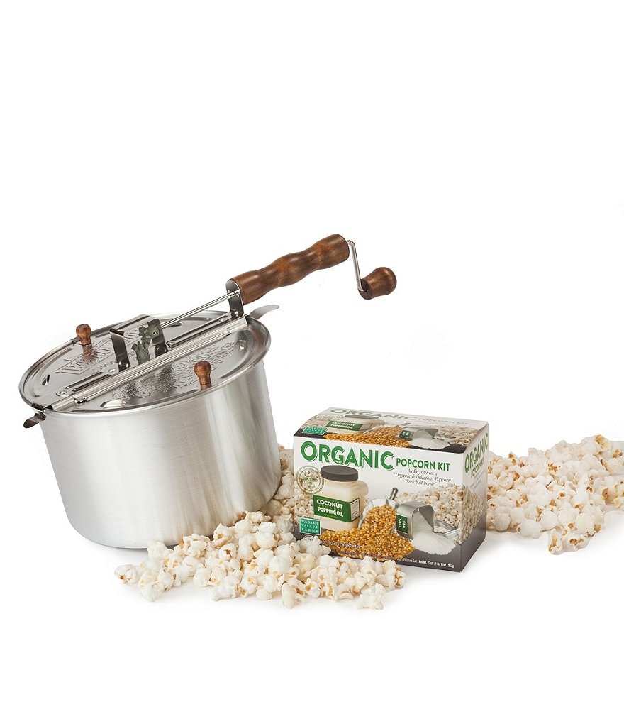 Wabash Valley Farms Stainless Steel Whirley-Pop Popcorn with Sip & Snack Set