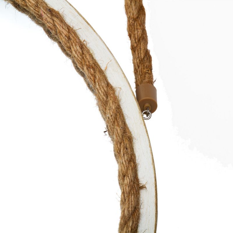 16"x16" Distressed White Round Rope Decorative Wall Mirror White - Patton Wall Decor