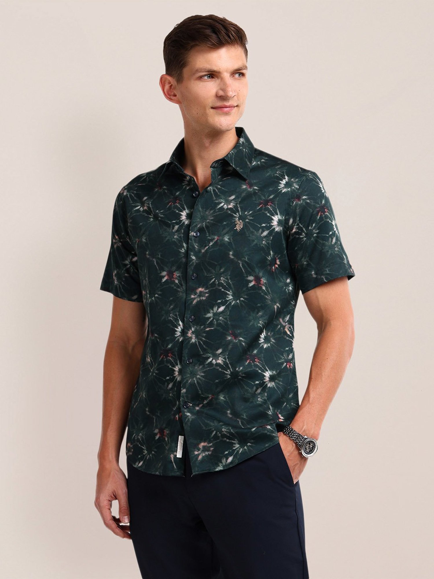 Spykar Blue Cotton Slim Fit Checks Shirt