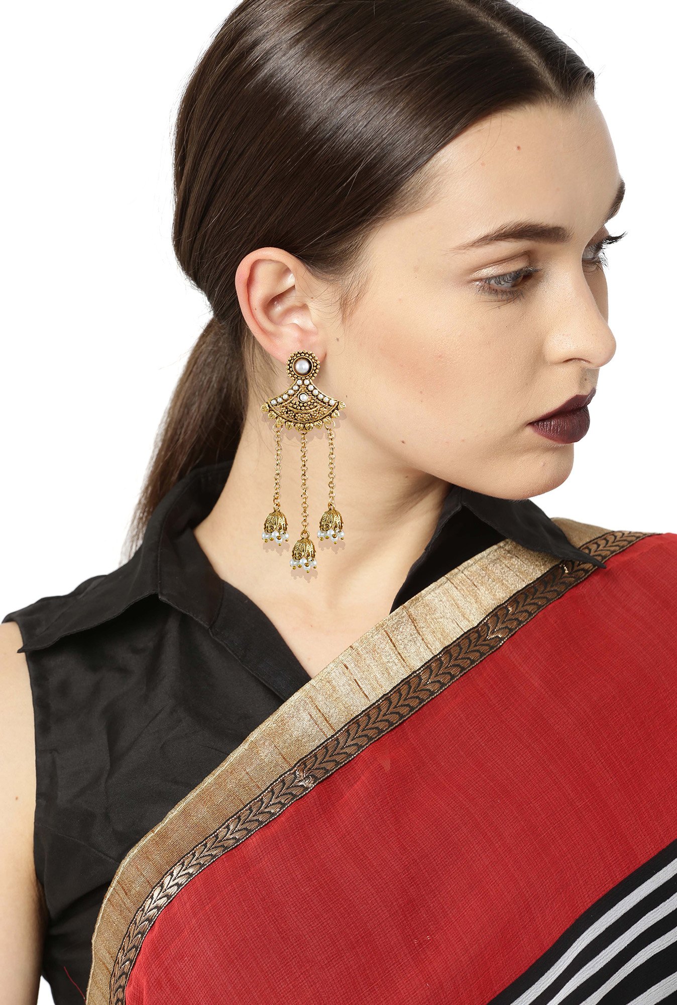 Zaveri Pearls Yellow Alloy Ethnic Jhumki Earrings (Set of 2)