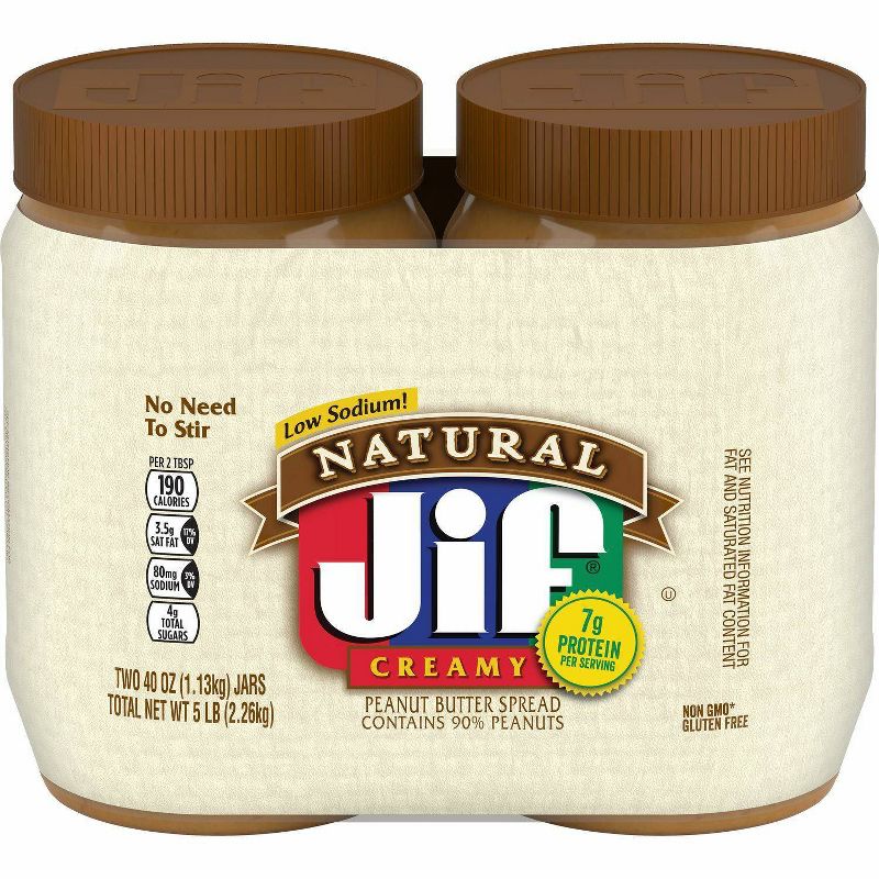 Jif Peanut Butter Twin Pack Natural Creamy - 80oz