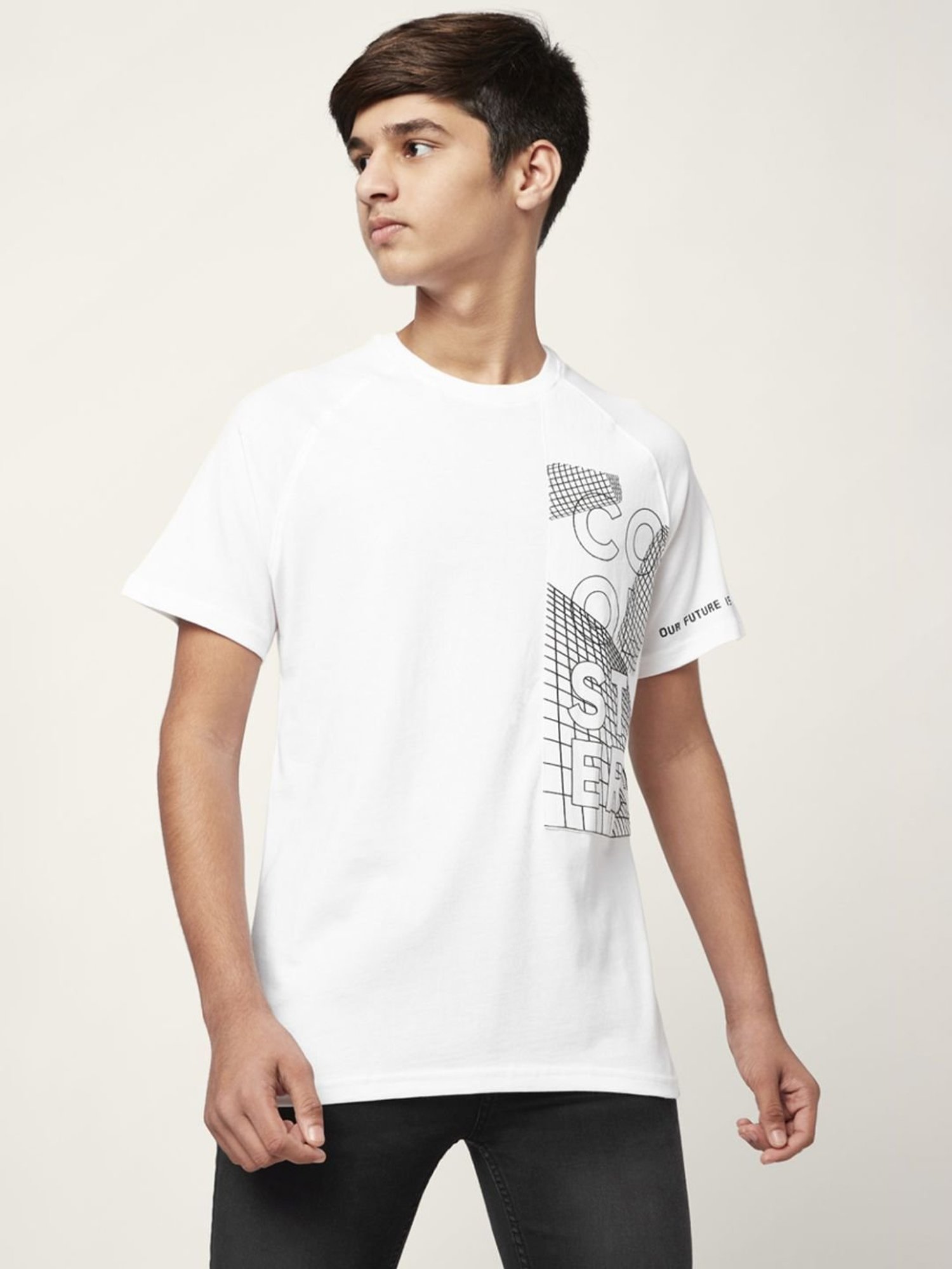 Coolsters by Pantaloons Boys White Cotton Printed T-Shirt