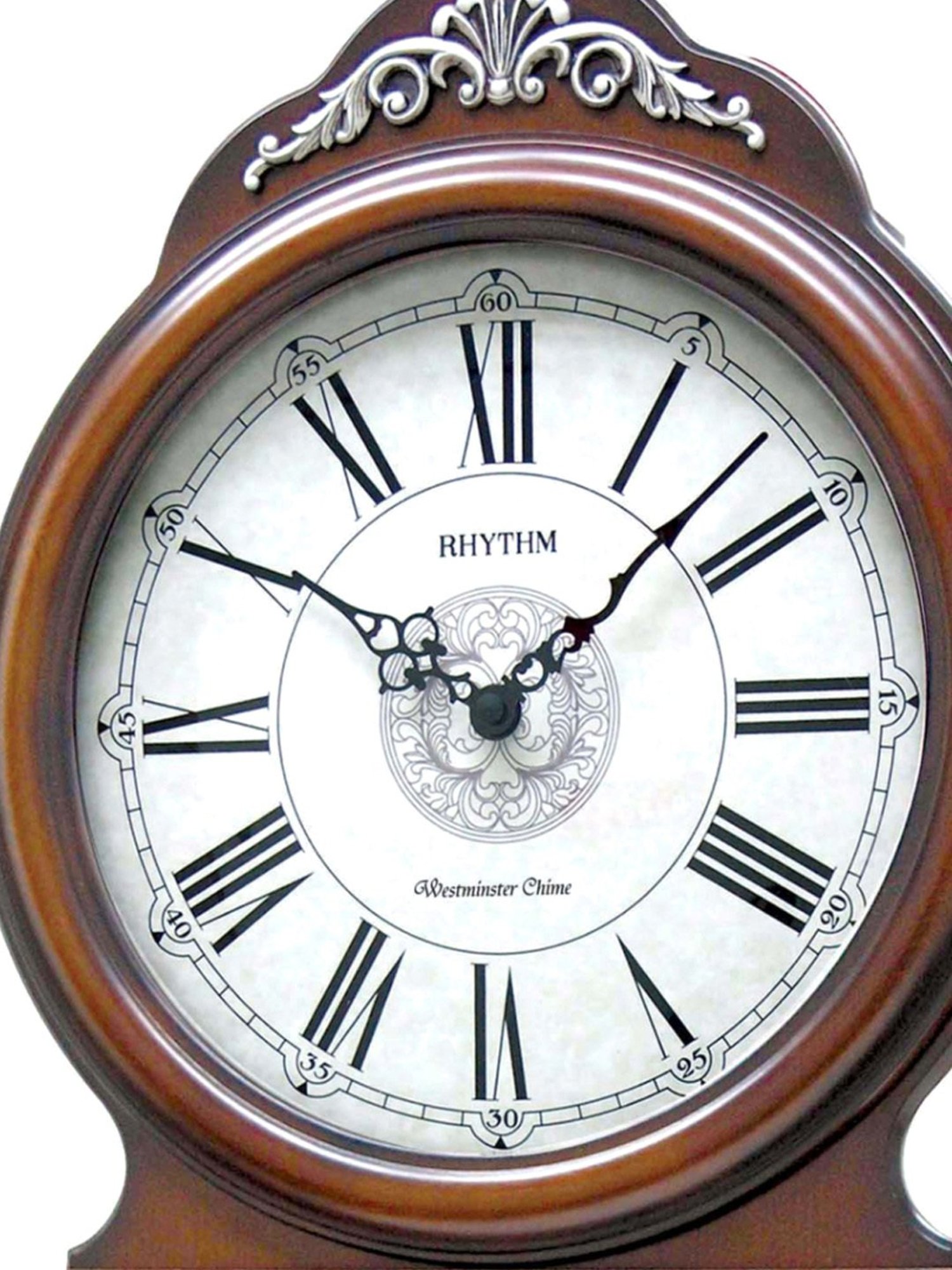 RHYTHM Dark Brown Wood Beautiful Vertical Wooden Wall Clock