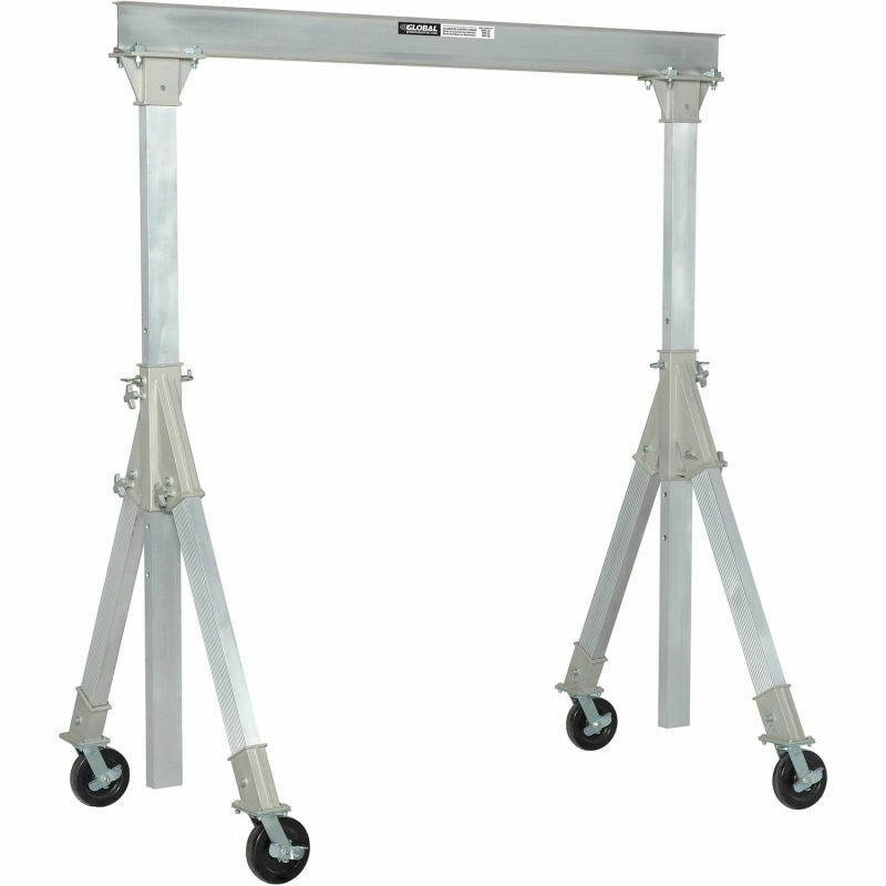 NEW! Adjustable Height Aluminum Gantry Crane, 7'8"W x 7'8"-10'2"H, 2000 Lb Cap!!