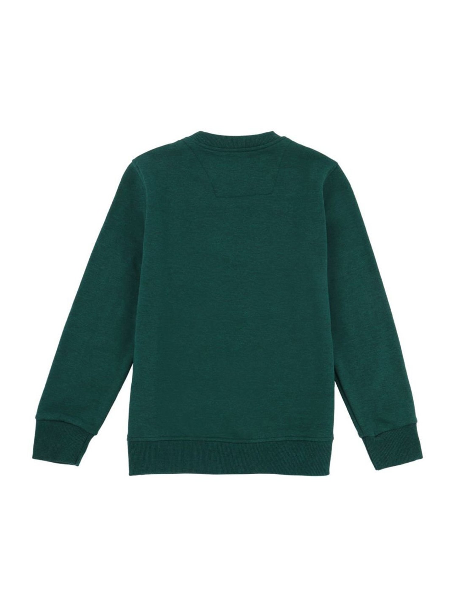 Proteens Kids Melange Green Cotton Printed Full Sleeves Sweatshirt