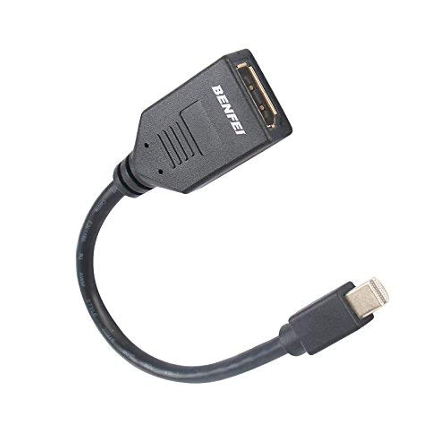Benfei Mini DisplayPort to DisplayPort Adapter (Mini DP to DP) in Black - 4K Resolution Ready - Thunderbolt | Thunderbolt 2 Port Compatible